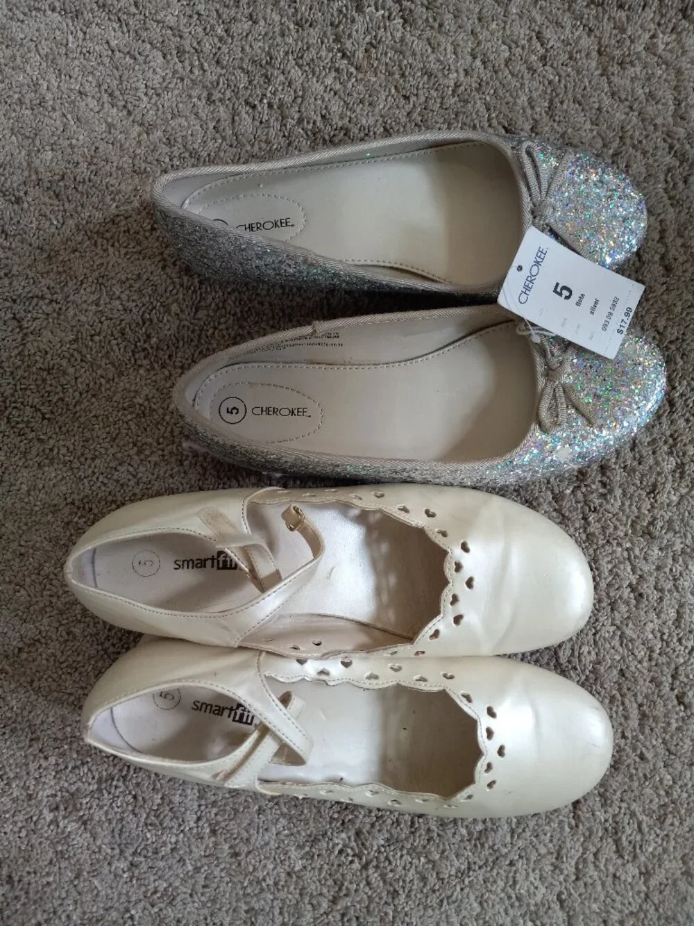 2 Pairs of Girls dress shoes Size 5 (One NWT, One like New)